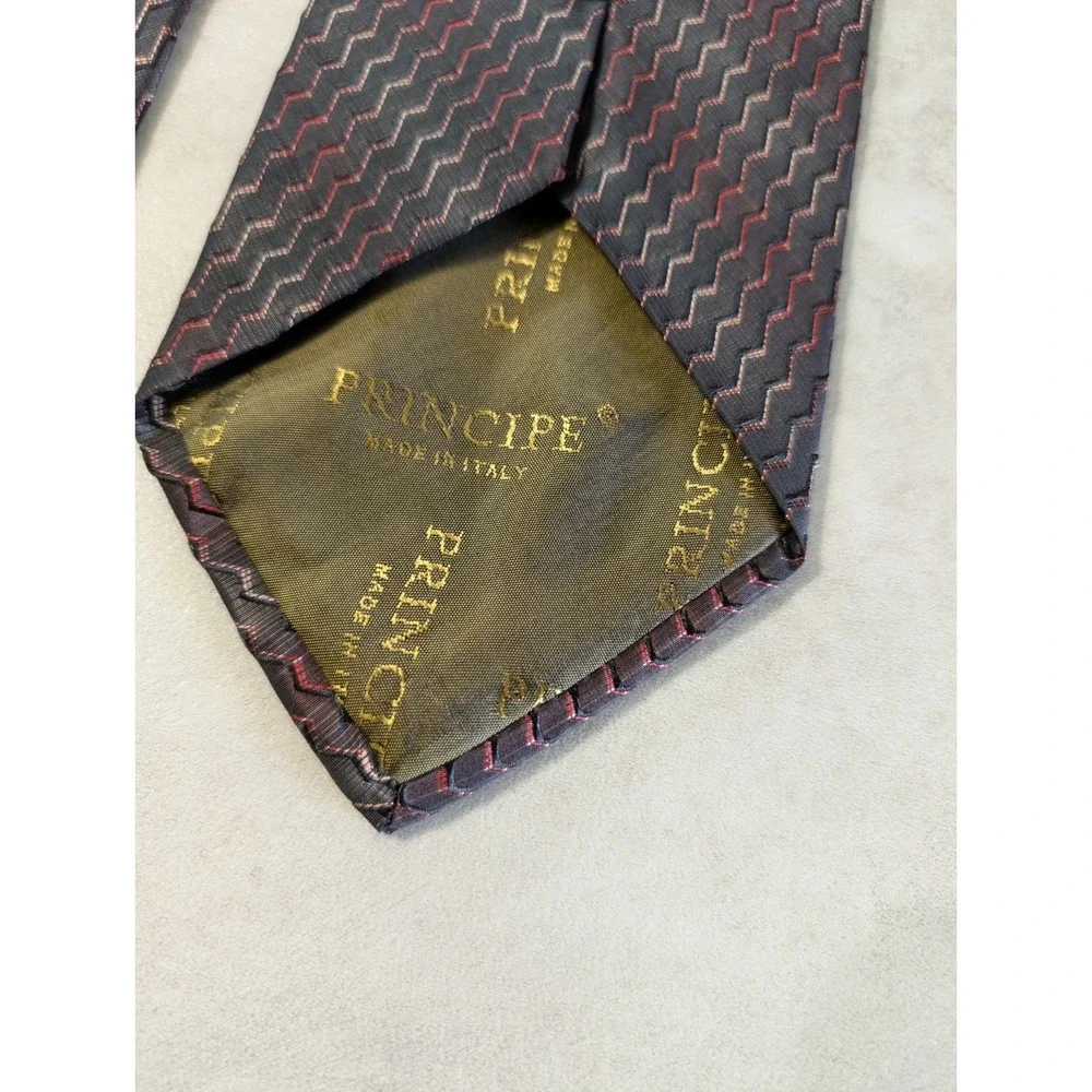 Principe Mens 100% Silk Metallic Luster Jacquard Tie Hand Made in Italy 57.25x4